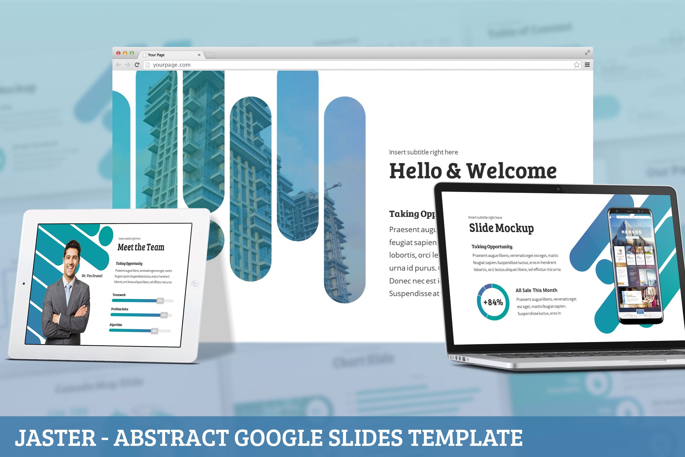 抽象几何渐变色彩主题素材库精选谷歌演示模板 Jaster – Abstract Google Slides Template插图