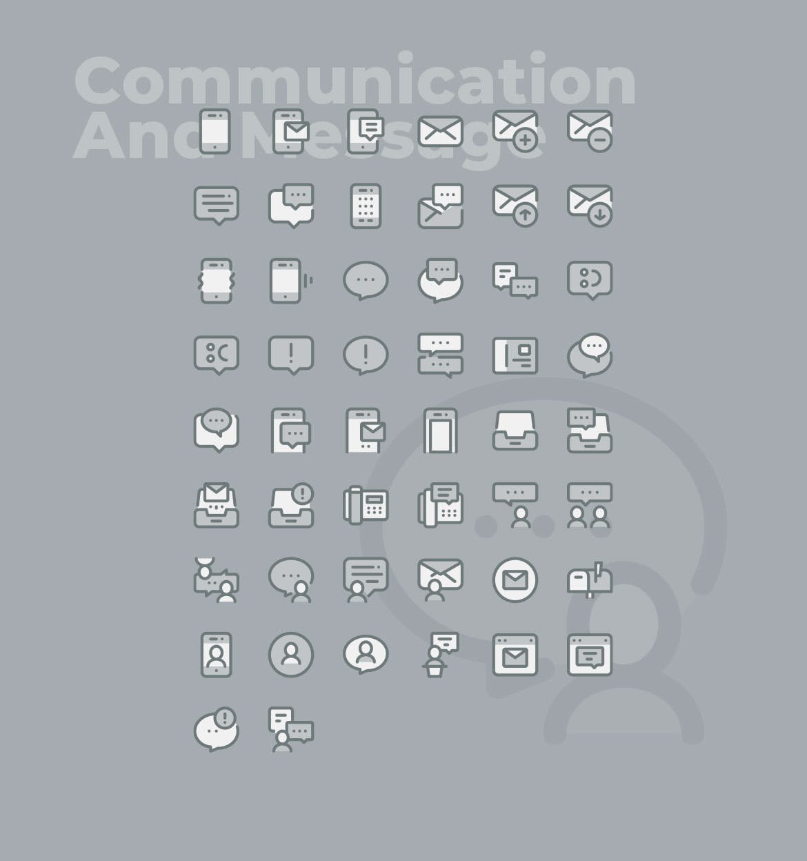 50枚社交通讯主题双色调矢量素材库精选图标 50 Communication Icons  –  Two Tone Style插图(1)
