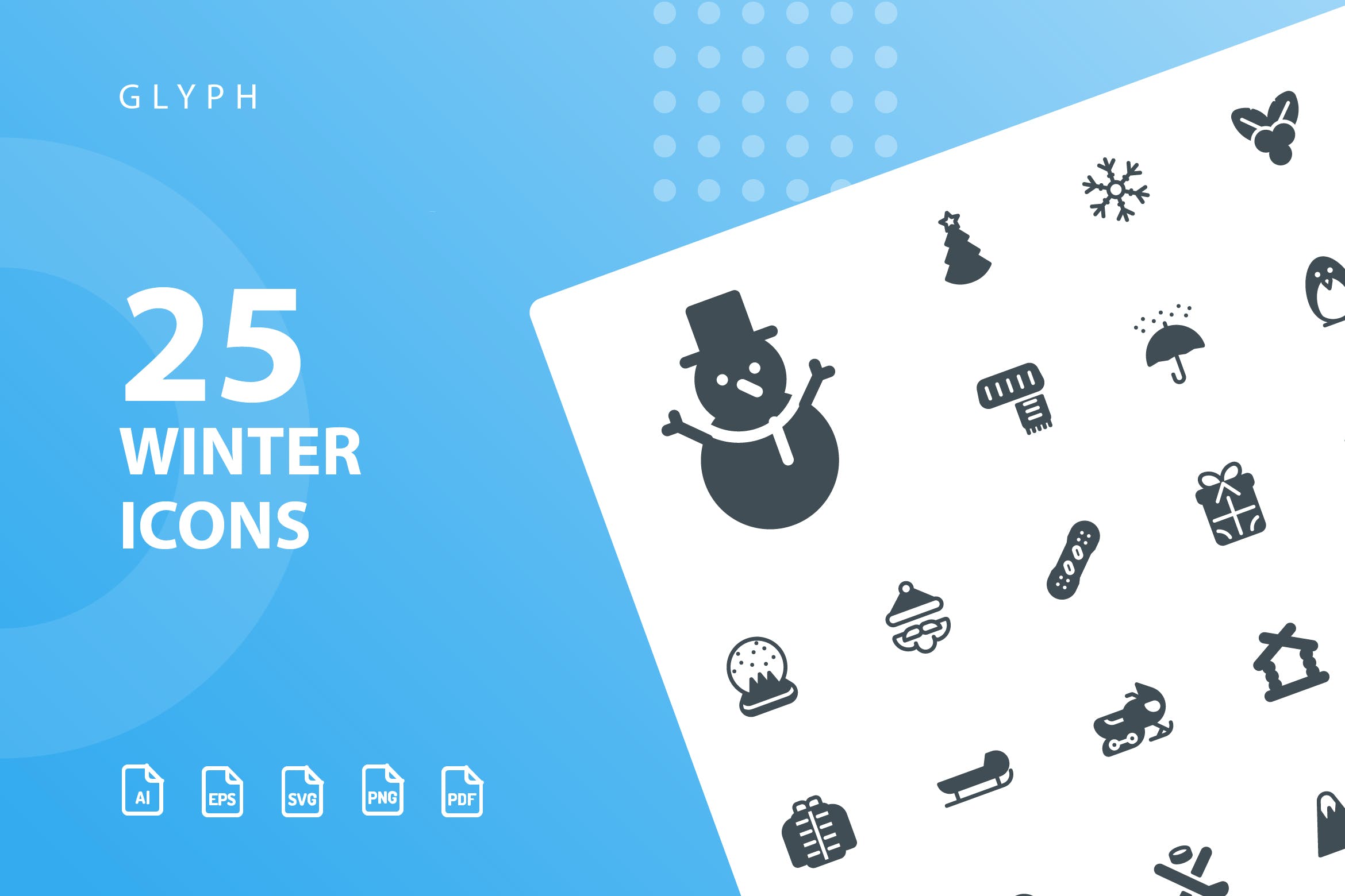 25枚冬天主题矢量字体亿图网易图库精选图标v1 Winter Glyph Icons插图