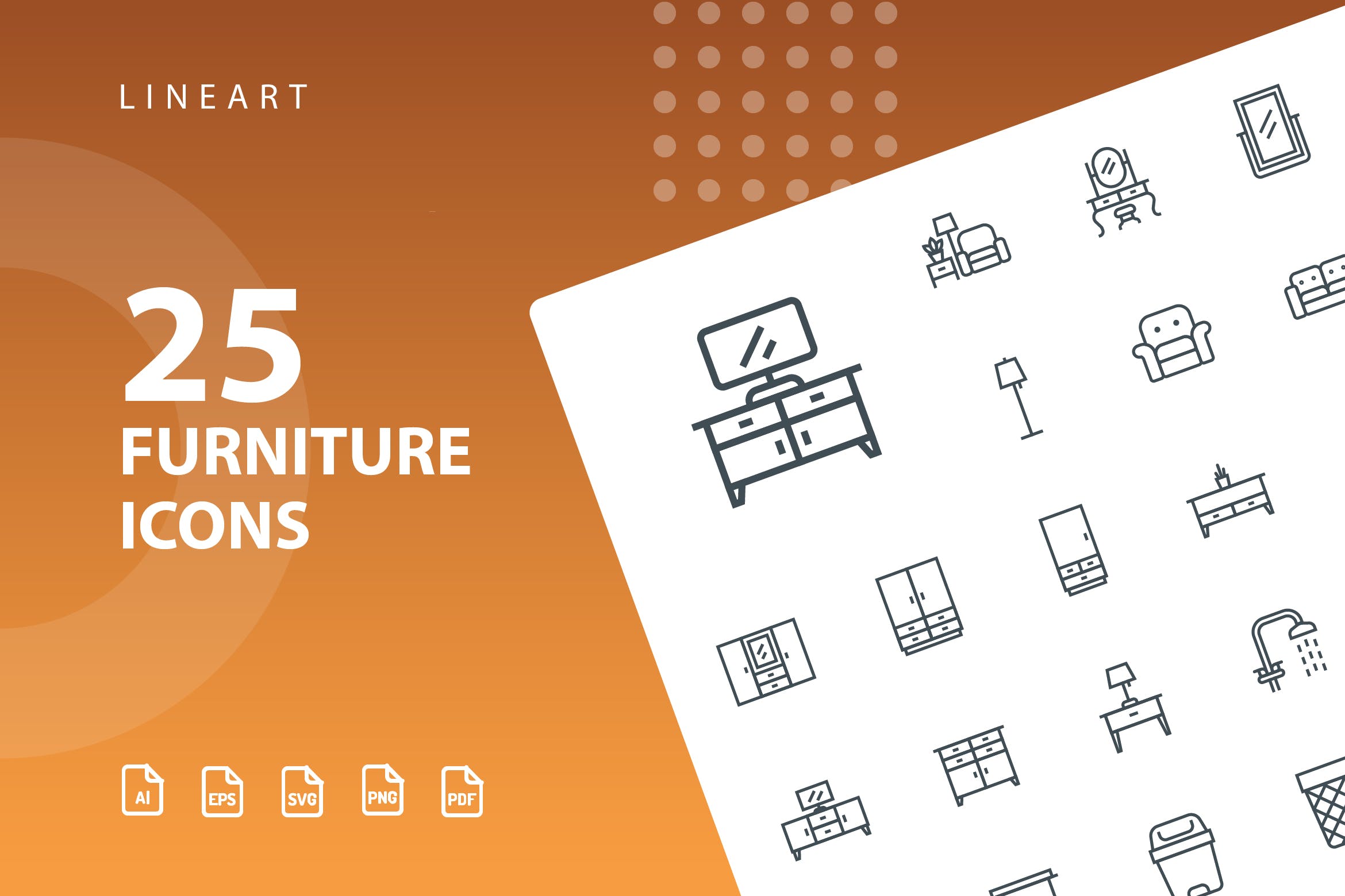 25枚家具主题矢量线性非凡图库精选图标v2 Furniture Lineart Part 2插图
