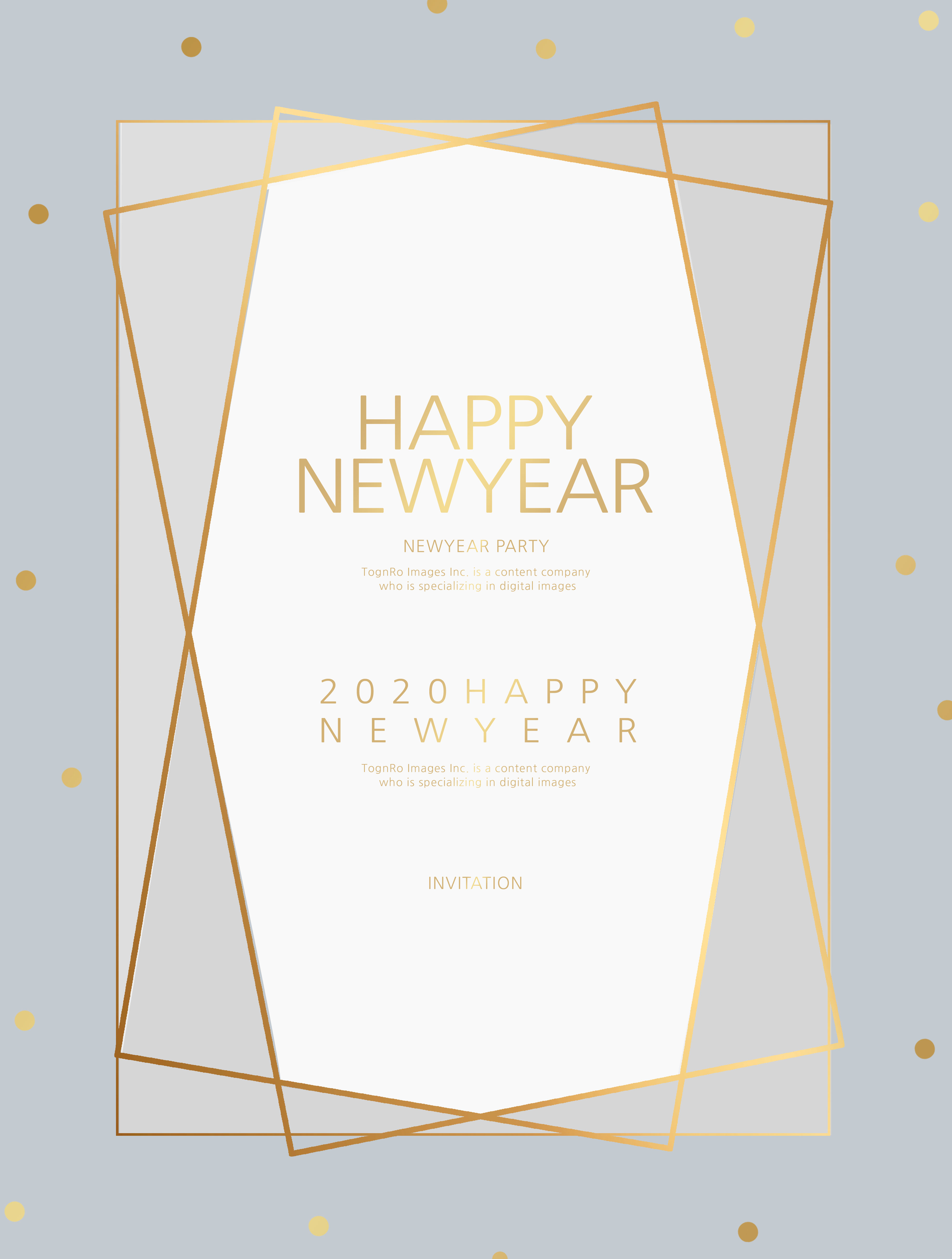 金色线条边框新年派对活动邀请函设计素材插图