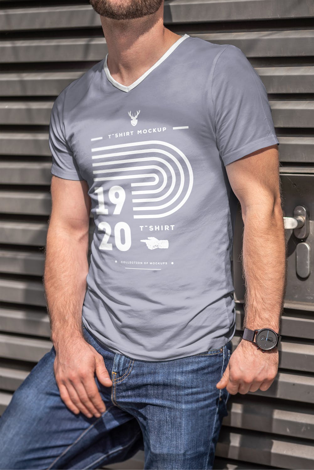 男士印花T恤真实模特上身效果图样机素材库精选模板 T-Shirt Mock-up 5插图(7)