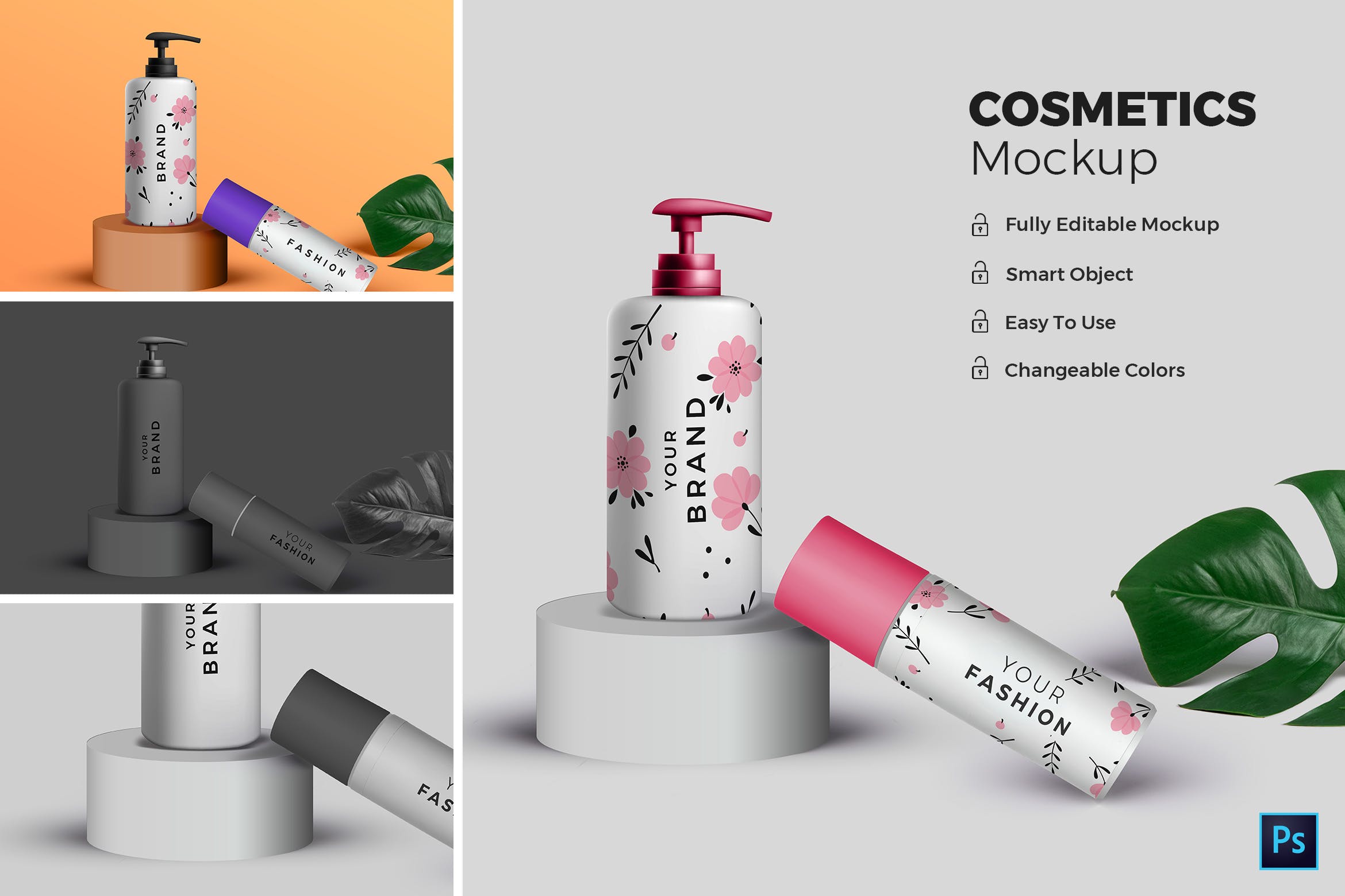 高端化妆品包装外观设计效果图16图库精选 Cosmetic Mockup插图