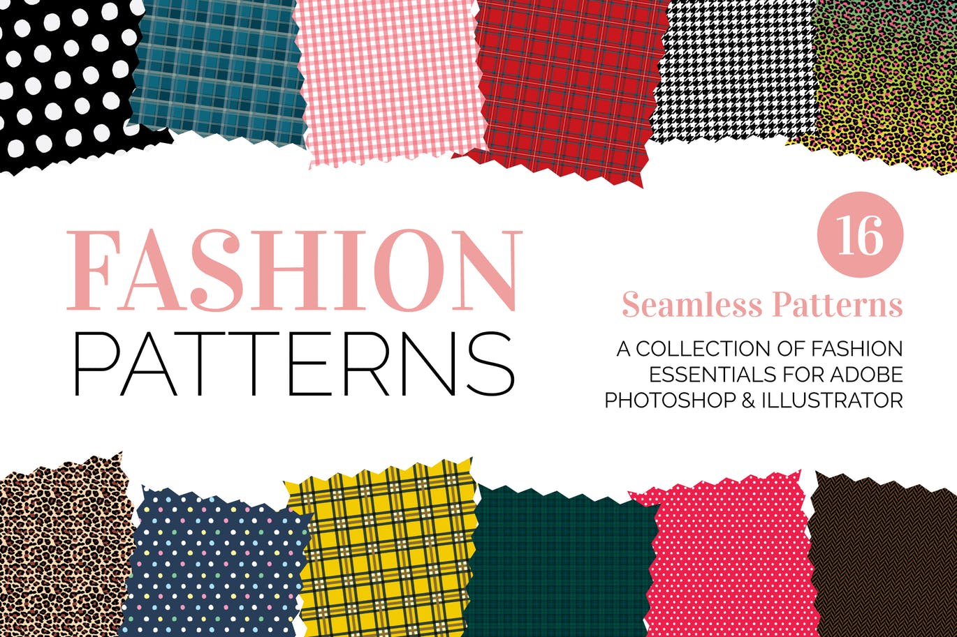时尚元素和面料无缝图案纹样素材 Seamless Fashion and Fabric Patterns插图