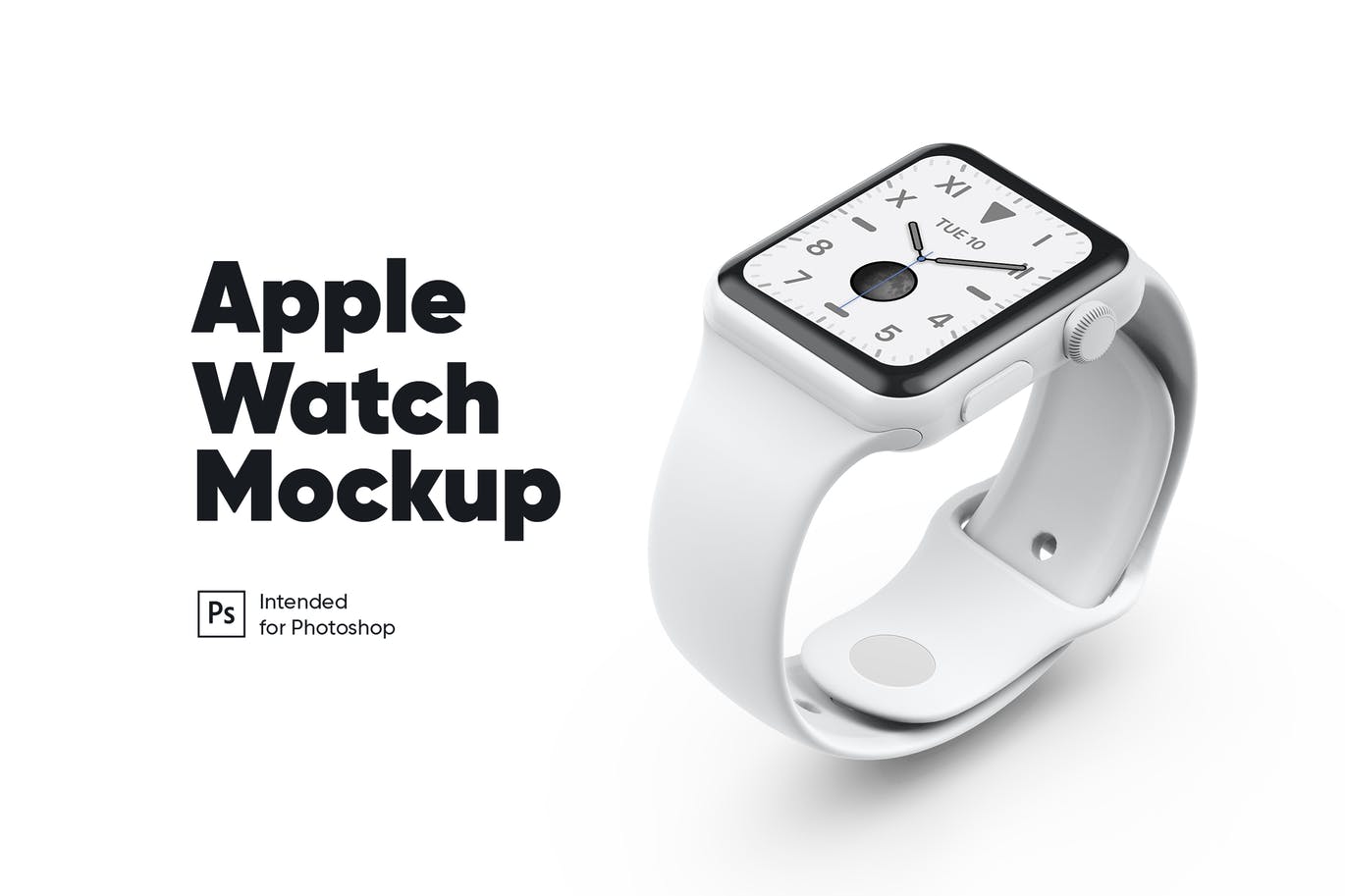 白色陶瓷材质Apple Watch智能手表16设计网精选样机模板 Apple Watch White Ceramic Mockup插图
