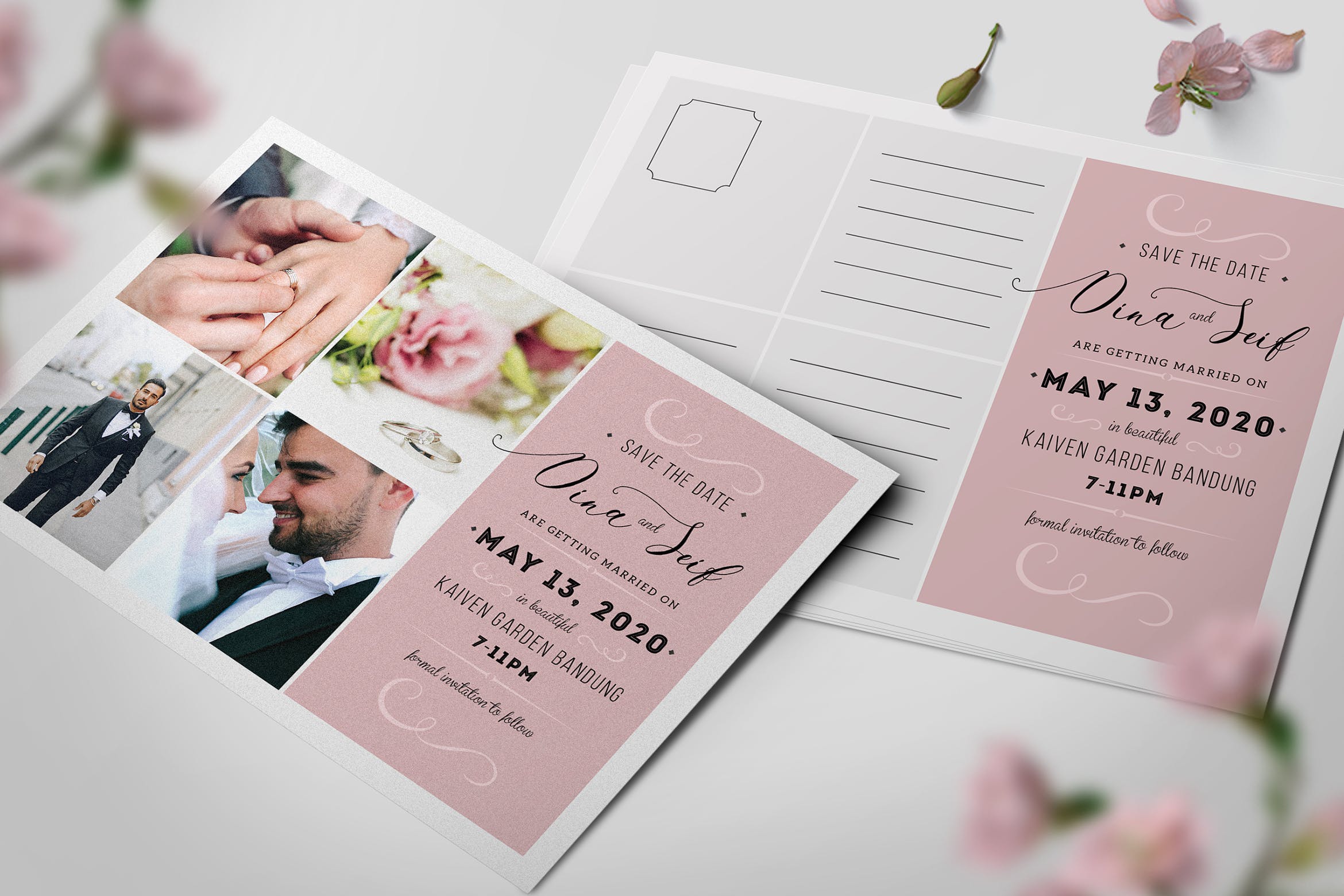 婚纱照婚礼邀请函16设计网精选模板 Simple Collage Wedding Invitation插图