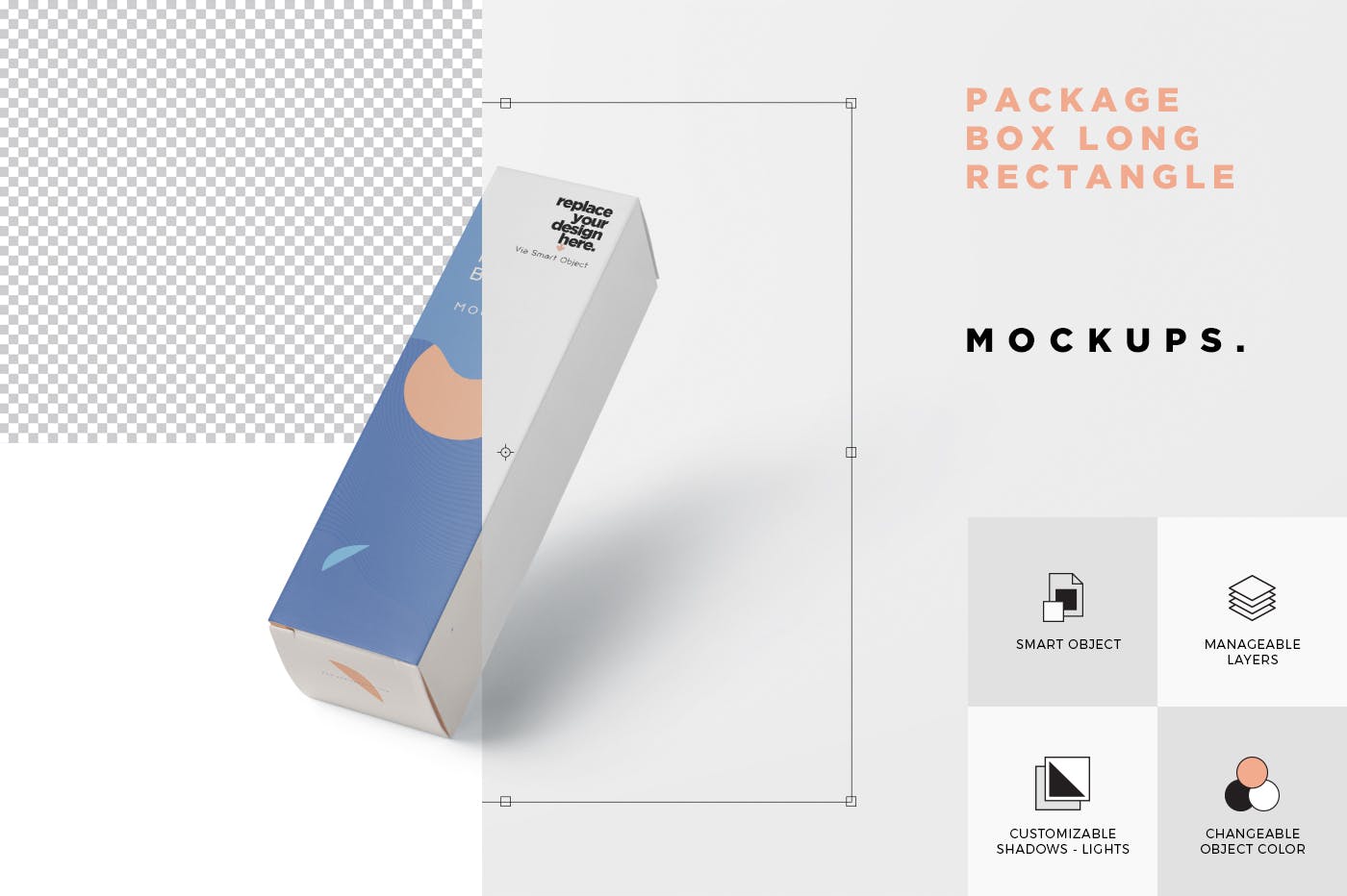 长矩形包装盒外观设计素材库精选 Package Box Mock-Up – Long Rectangle Shape插图(4)
