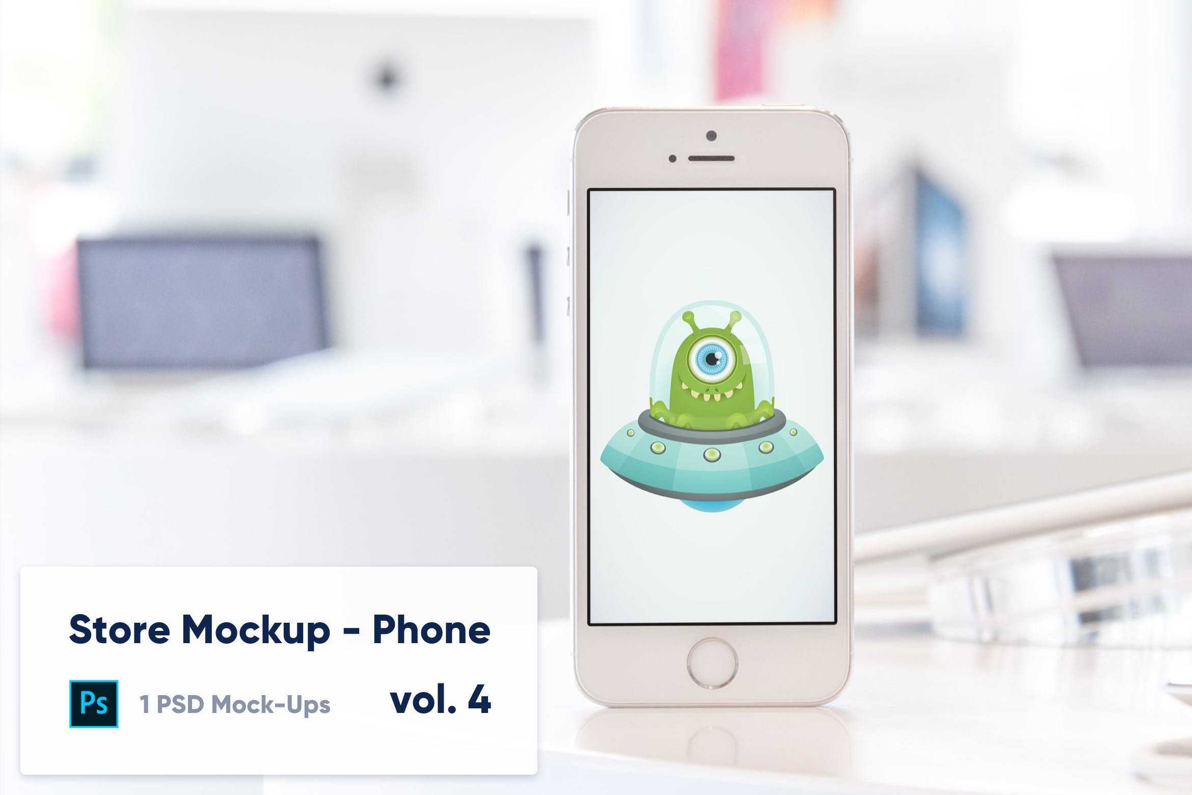 零售店场景手机屏幕预览16设计网精选样机模板v4 Phone Mockup in the Store – Vol. 4插图
