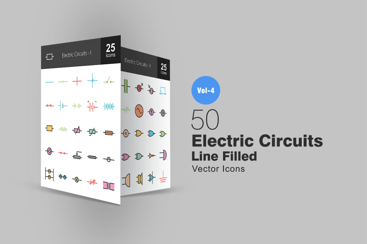 50枚电路线路板主题线性填充素材天下精选图标 50 Electric Circuits Line Filled Icons插图