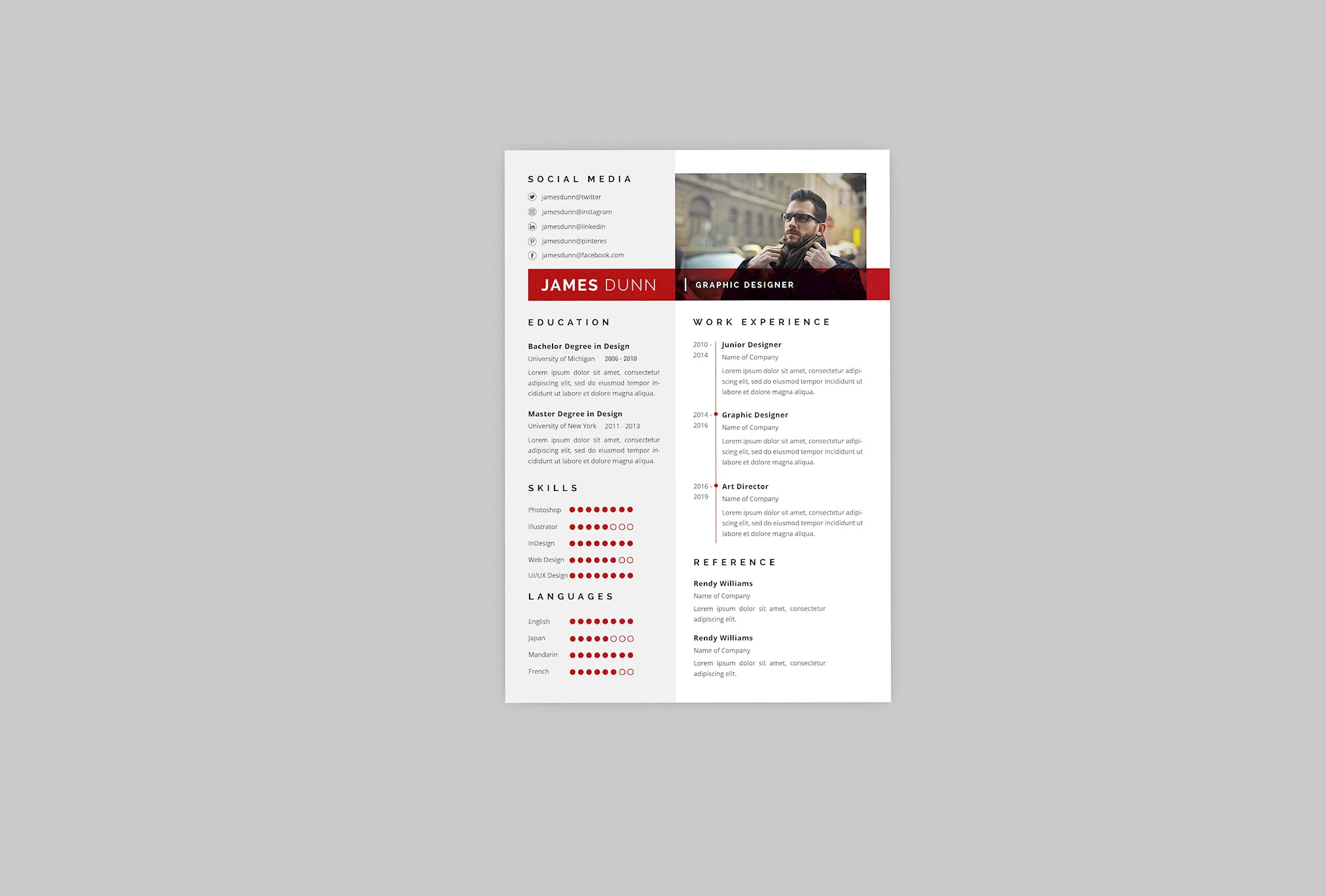 视觉设计师介绍信&16设计网精选简历模板 James Graphic Resume Designer插图(2)