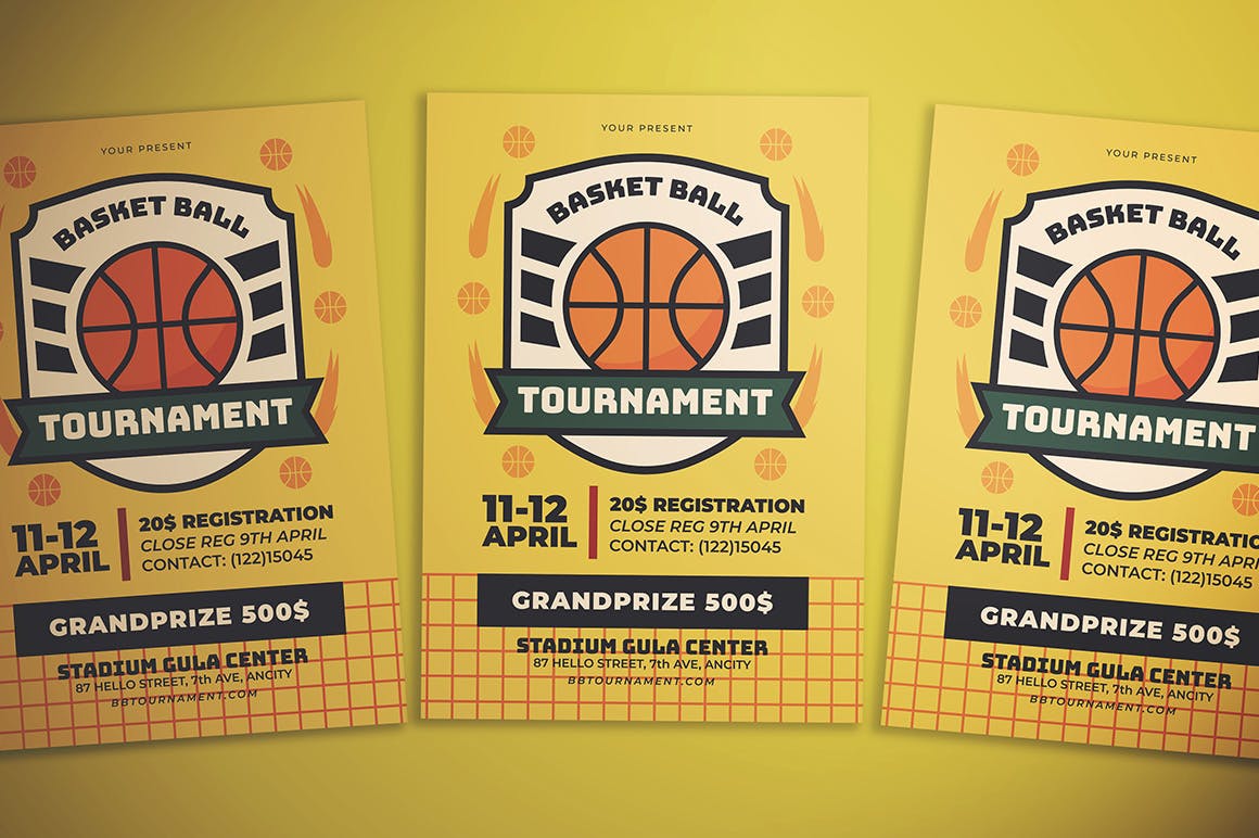 篮球比赛活动预告宣传单设计模板 Basketball Flyer插图(3)