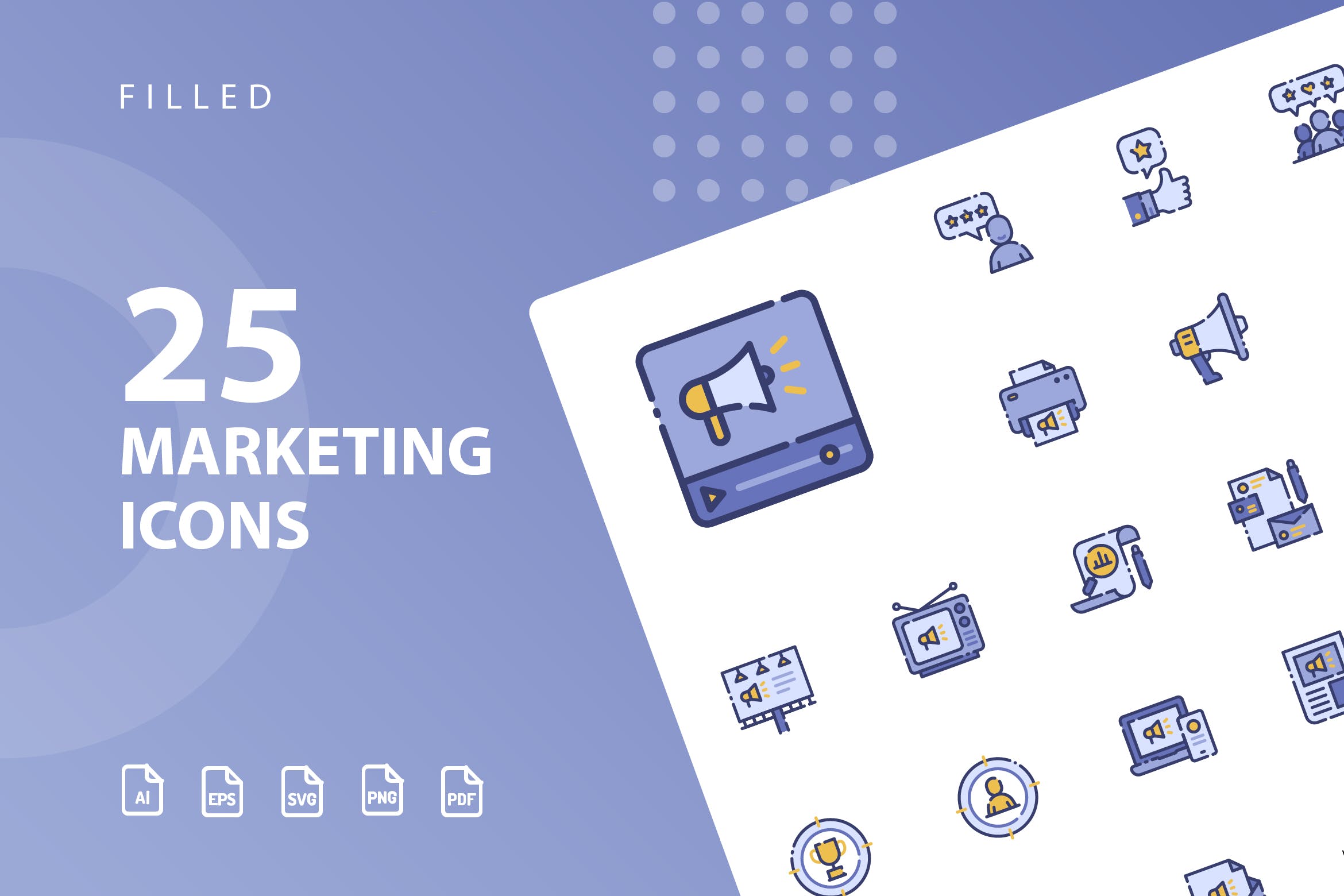 25枚市场营销主题矢量填充素材天下精选图标 Marketing Filled Icons插图