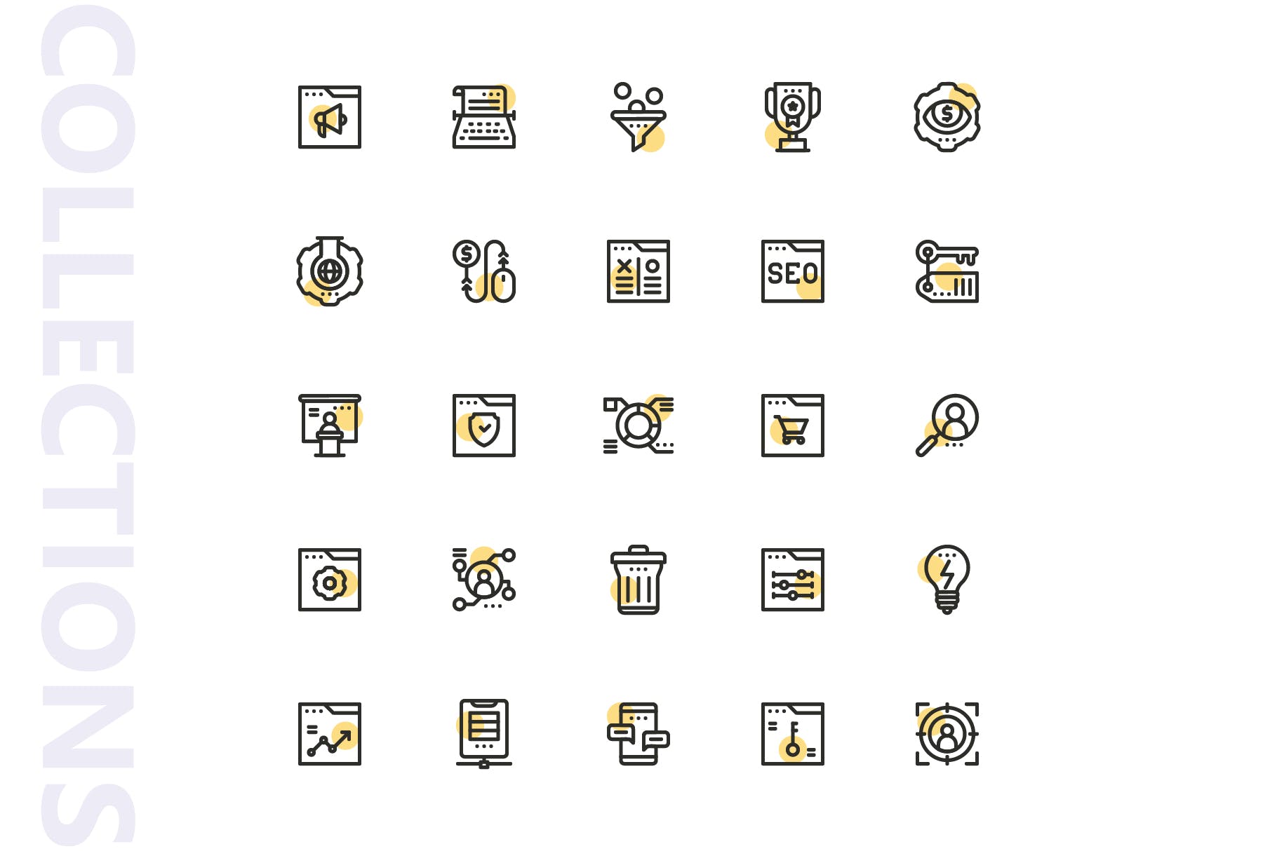 25枚SEO搜索引擎优化营销矢量圆点装饰16设计素材网精选图标v2 SEO Marketing Shape Icons插图(3)