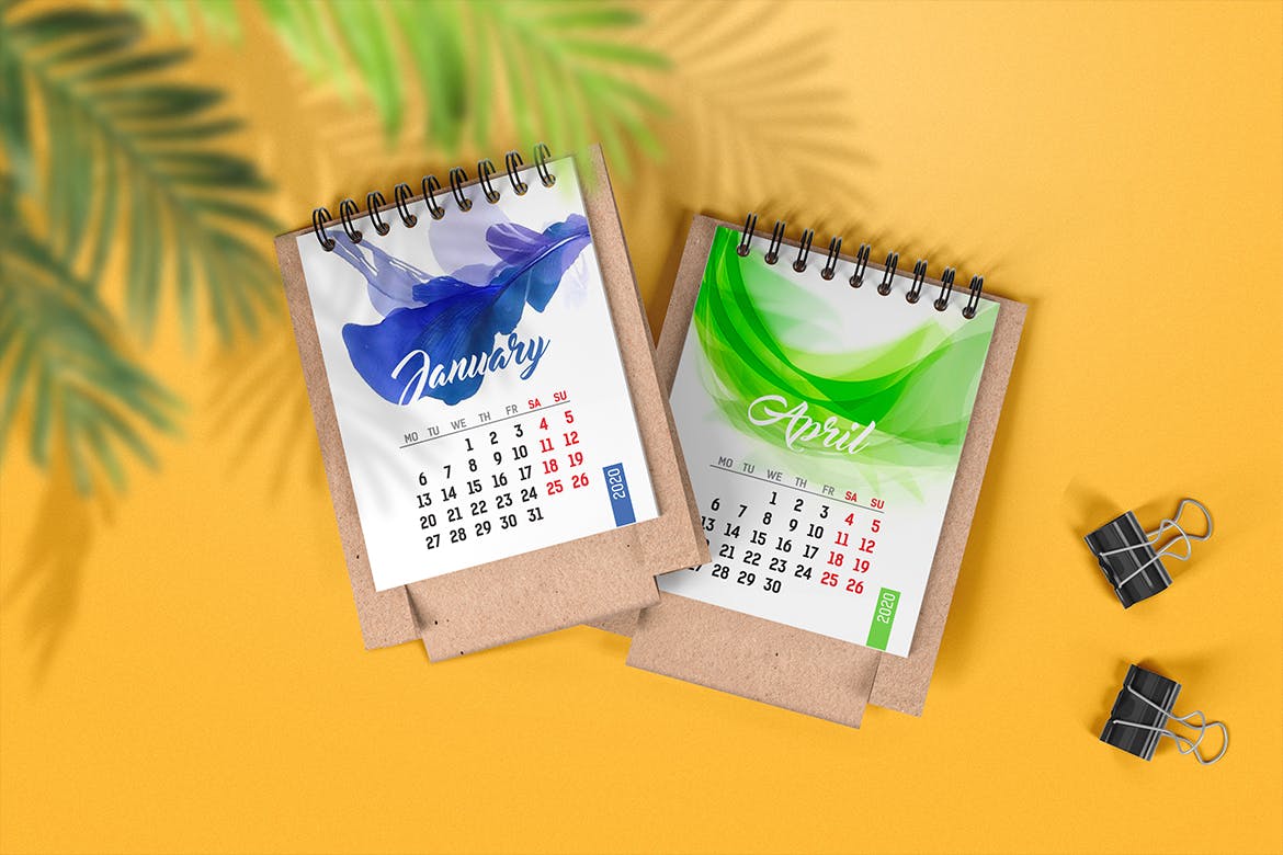迷你桌面日历设计图样机素材中国精选 Mini Desk Calendar Mockup插图(3)