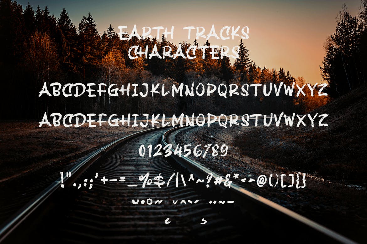干笔刷纹理英文手写字体16设计素材网精选装饰字体16设计素材网精选 Earth Tracks – Brush Texture Font插图(4)