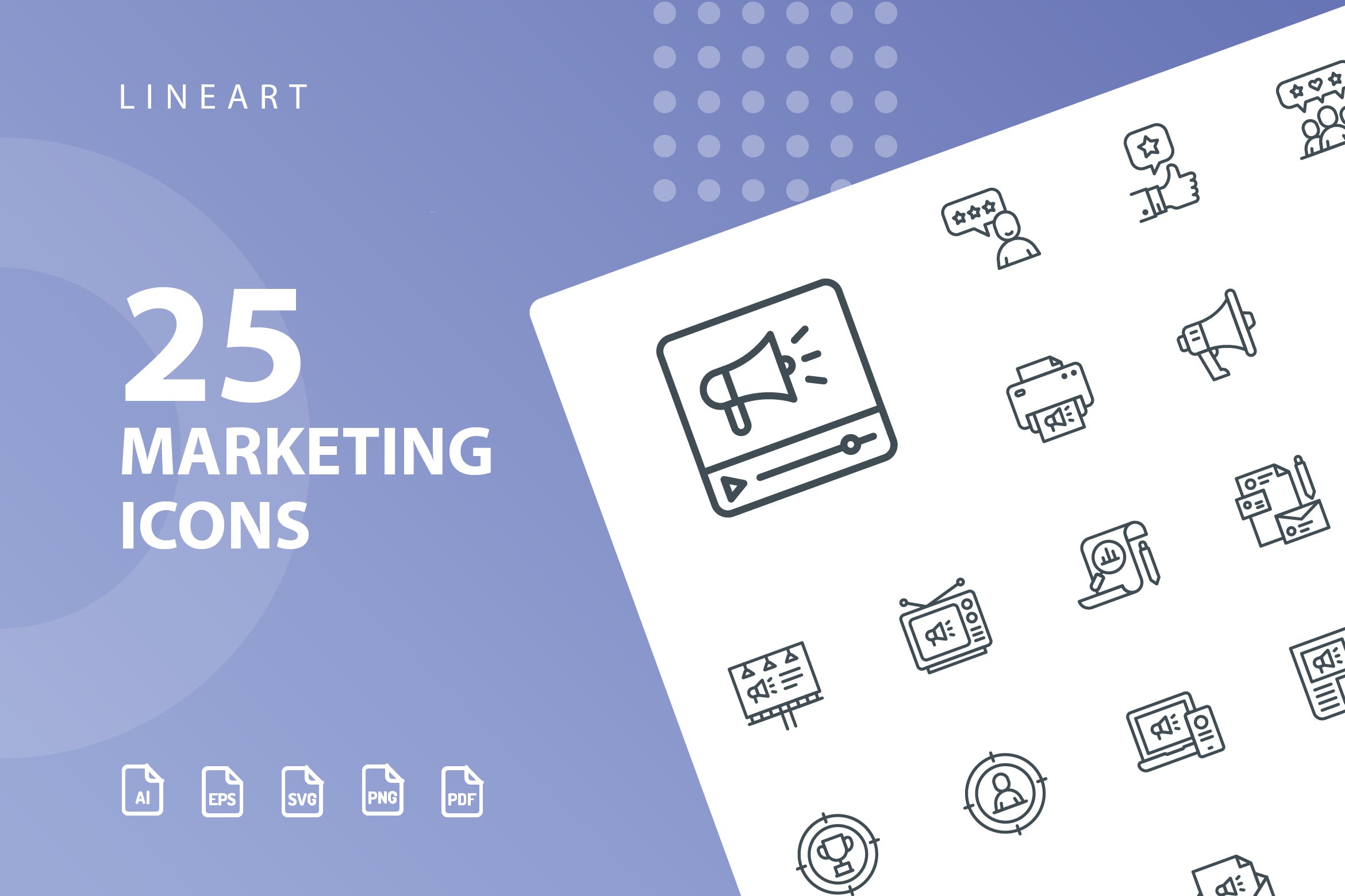 25枚市场营销主题矢量线性非凡图库精选图标 Marketing Lineart Icons插图