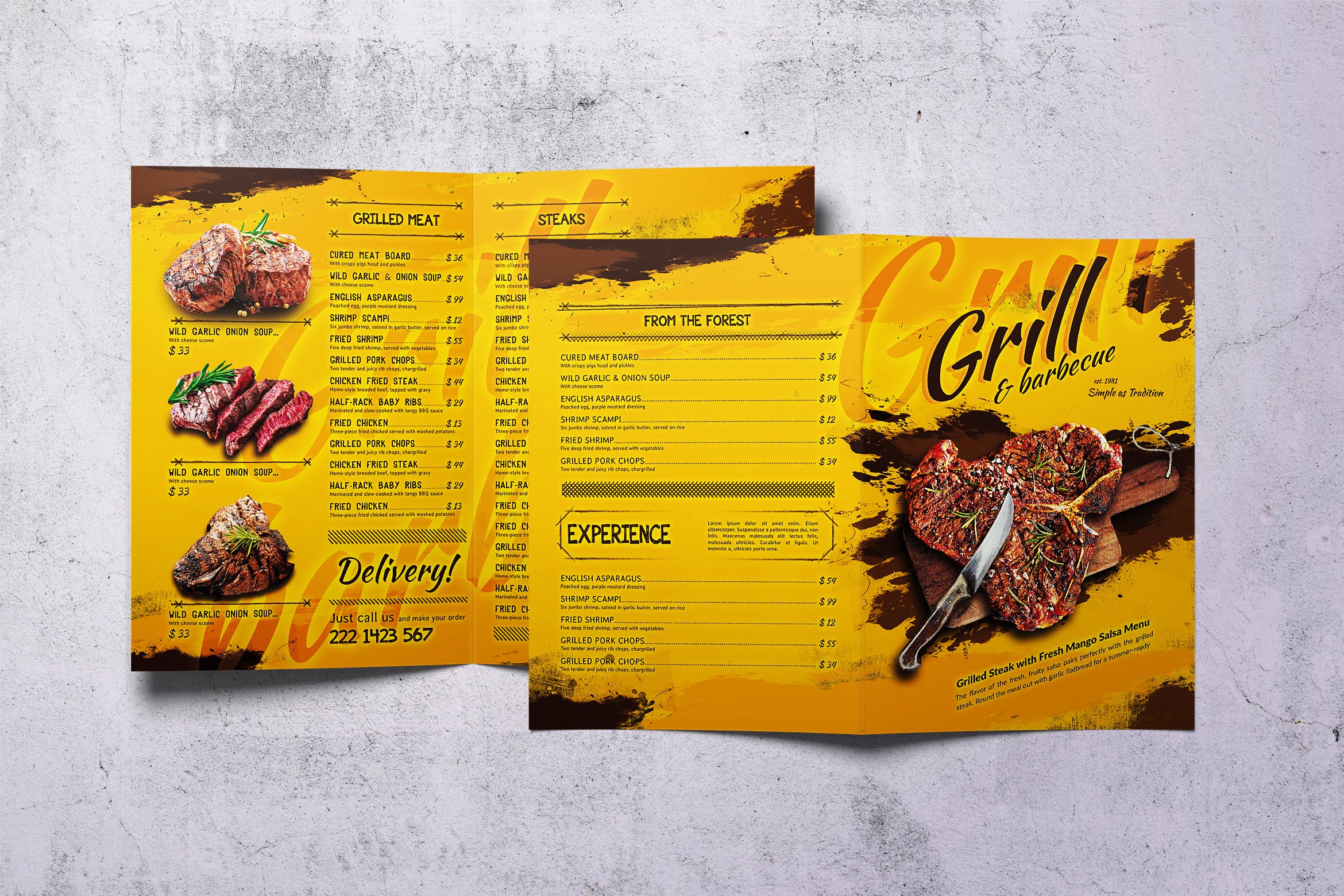 A4&美国信纸规格BBQ烧烤16设计网精选菜单模板 Barbecue Bifold A4 & US Letter Food Menu插图