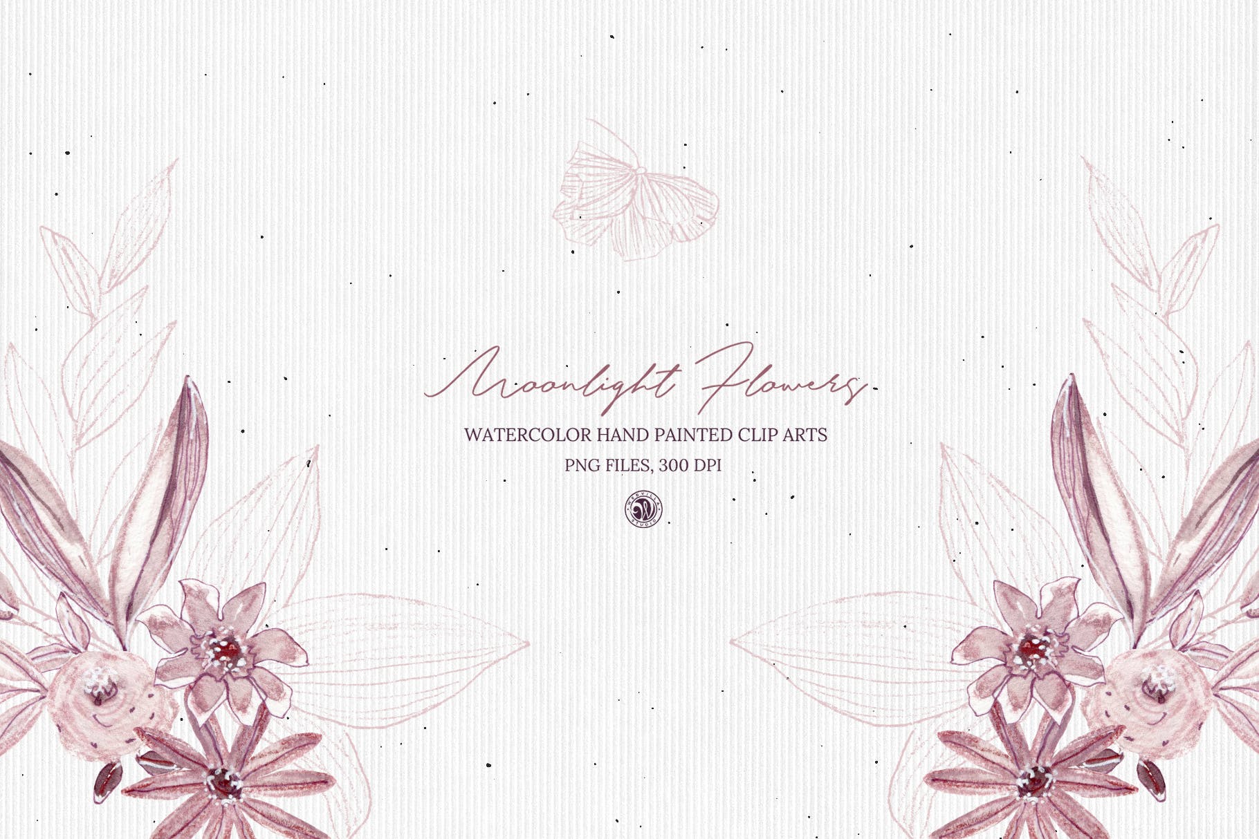 月光花花语水彩手绘剪贴画16设计网精选PNG素材 Moonlight Flowers插图(4)