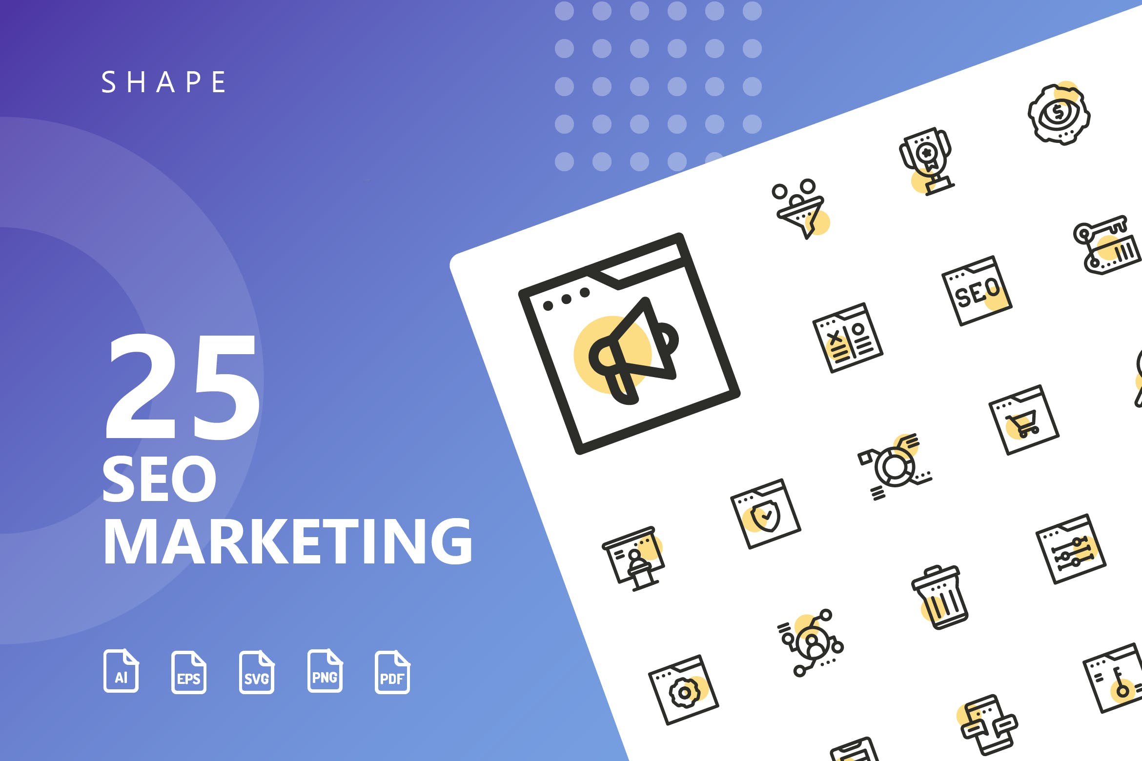 25枚SEO搜索引擎优化营销矢量圆点装饰16图库精选图标v2 SEO Marketing Shape Icons插图
