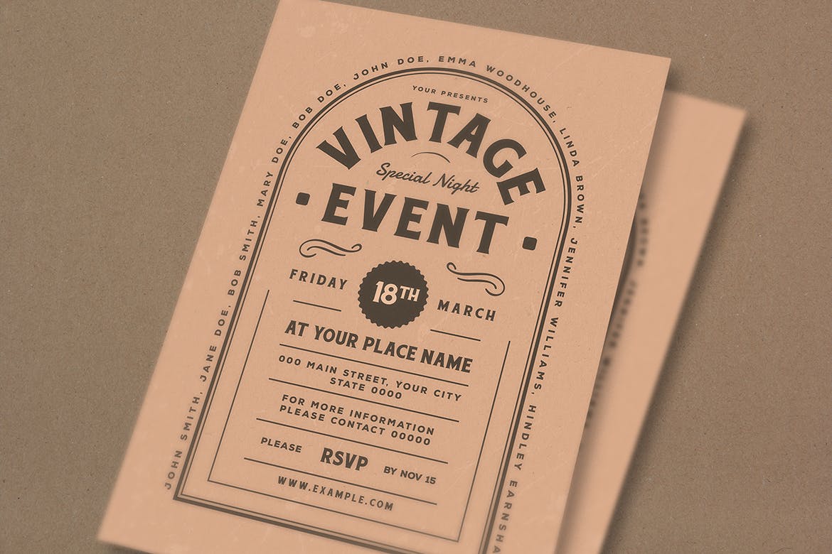复古设计风格活动传单设计模板 Vintage Event Flyer插图(3)