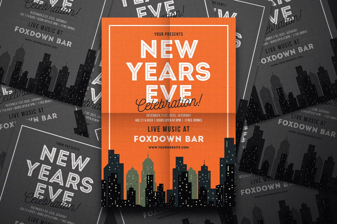 新年前夜酒吧活动海报传单16设计网精选PSD模板 New Years Celebration Flyer插图(3)