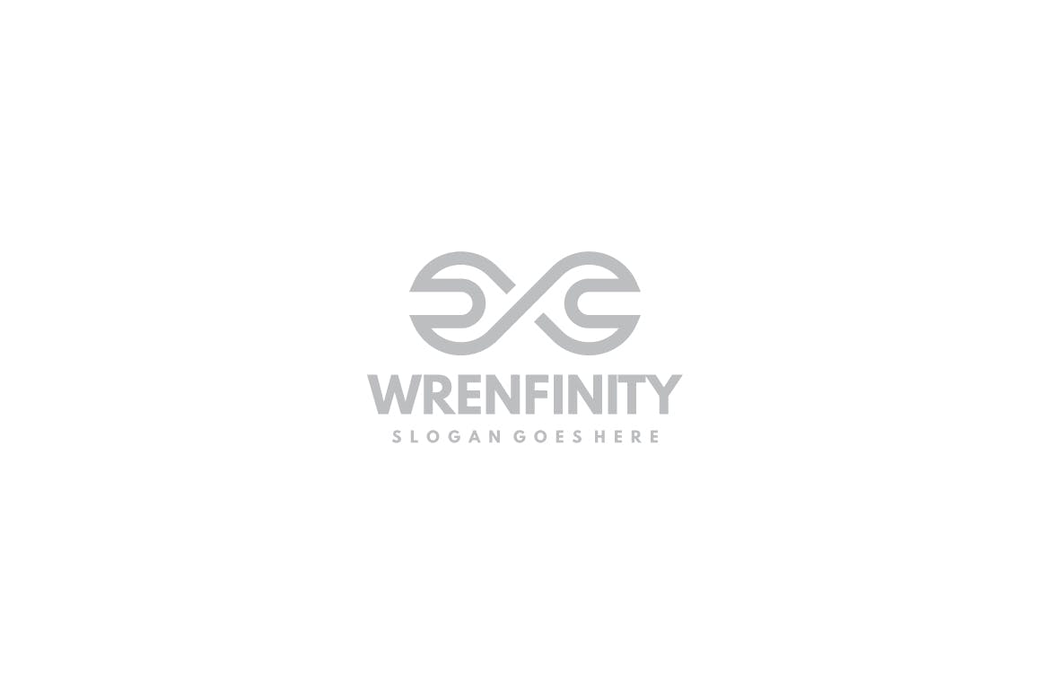 工具品牌汽修行业适用扳手无限图形标志Logo设计普贤居精选模板 Wrench Infinity Logo插图(2)