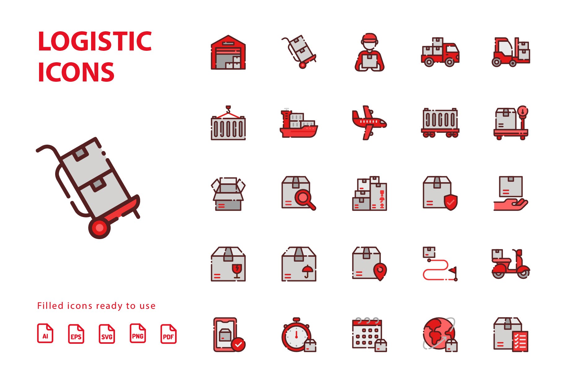 30枚物流运输填充16设计素材网精选图标素材 Logistic Filled插图(1)
