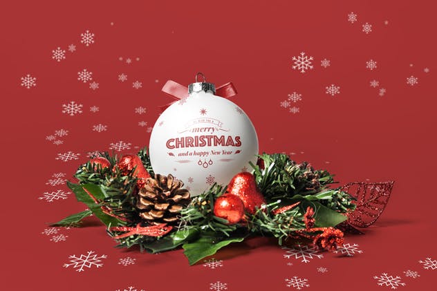 圣诞球外观图案设计效果图样机16设计网精选 Christmas Ball Mock-up插图(8)