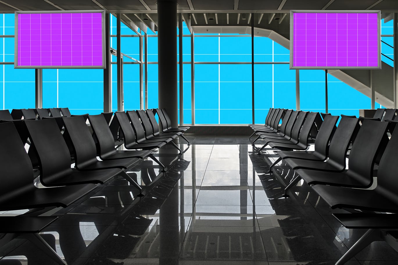 机场航站楼电视屏幕广告设计效果图样机素材库精选v01 Airport_Terminal-01插图