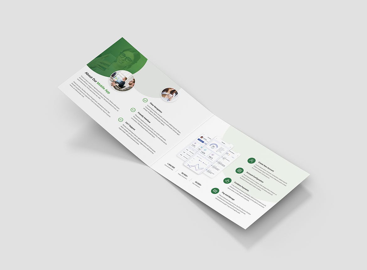 创意APP应用程序折页宣传单设计模板 Brochure – Creative App Bi-Fold A5 Landscape插图(9)