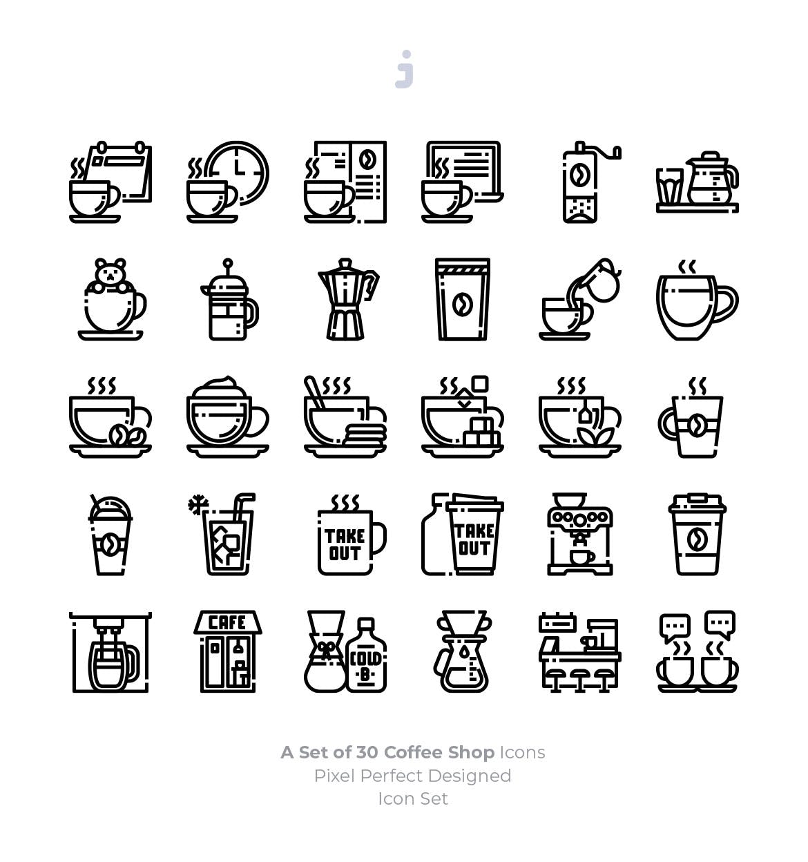 30枚咖啡/咖啡店矢量亿图网易图库精选图标素材 30 Coffee Shop Icons插图(2)