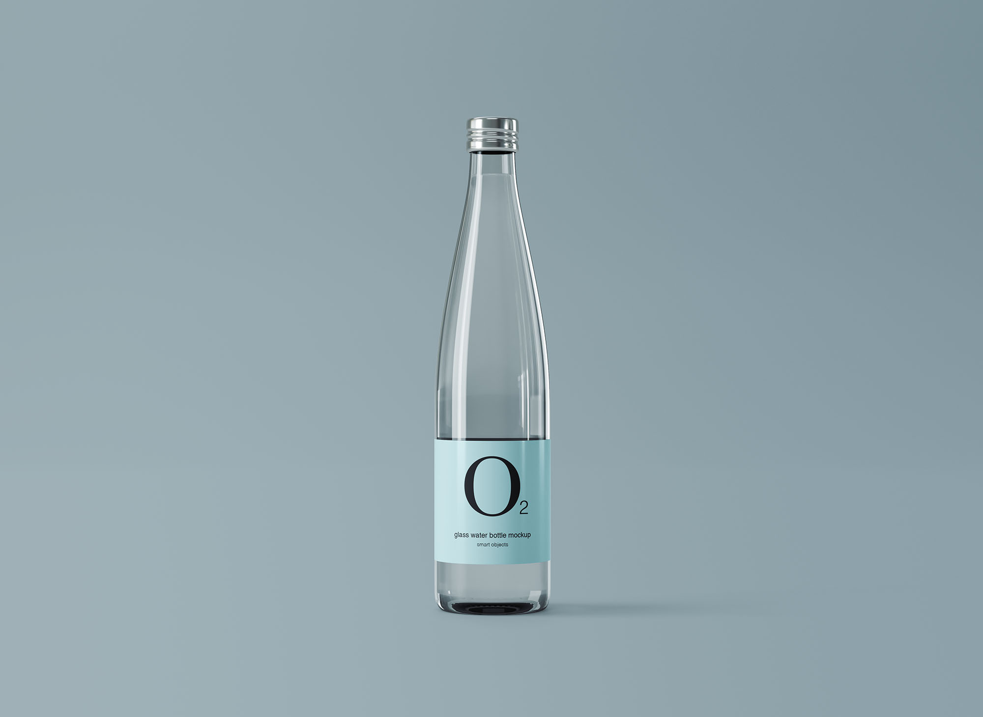 极简设计风格玻璃纯净水矿泉水瓶外观设计图素材库精选 Minimal Glass Water Bottle Mockup插图