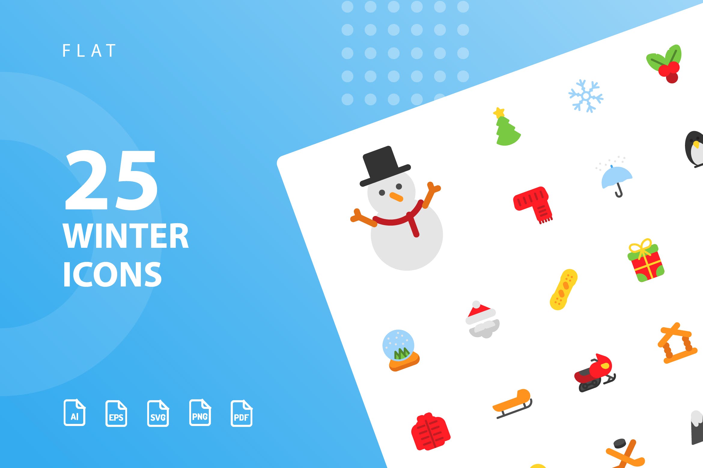 25枚冬天主题扁平设计风格矢量素材库精选图标v1 Winter Flat Icons插图