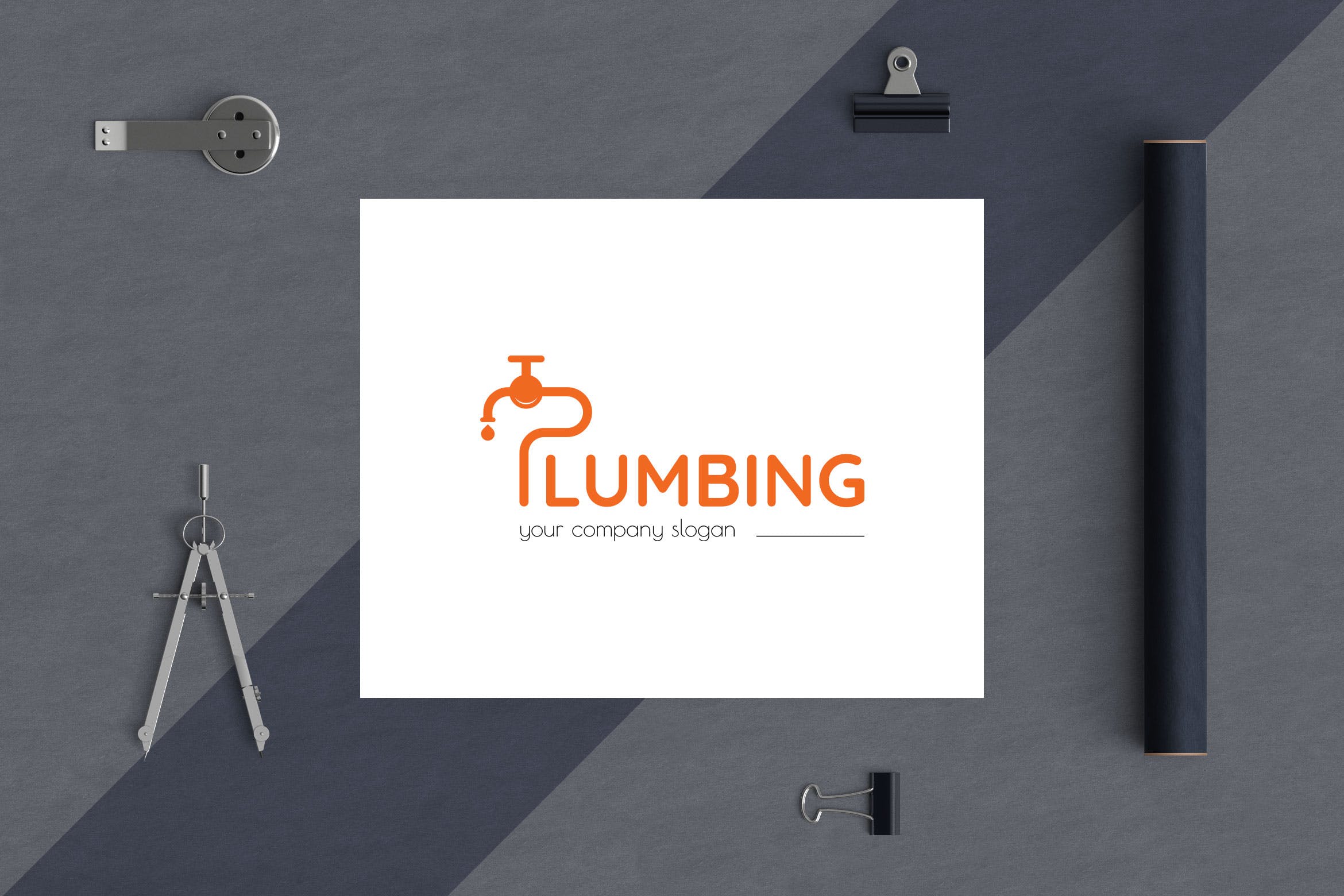 字母P图形供水设施品牌Logo设计16设计网精选模板 Plumbing Business Logo Template插图