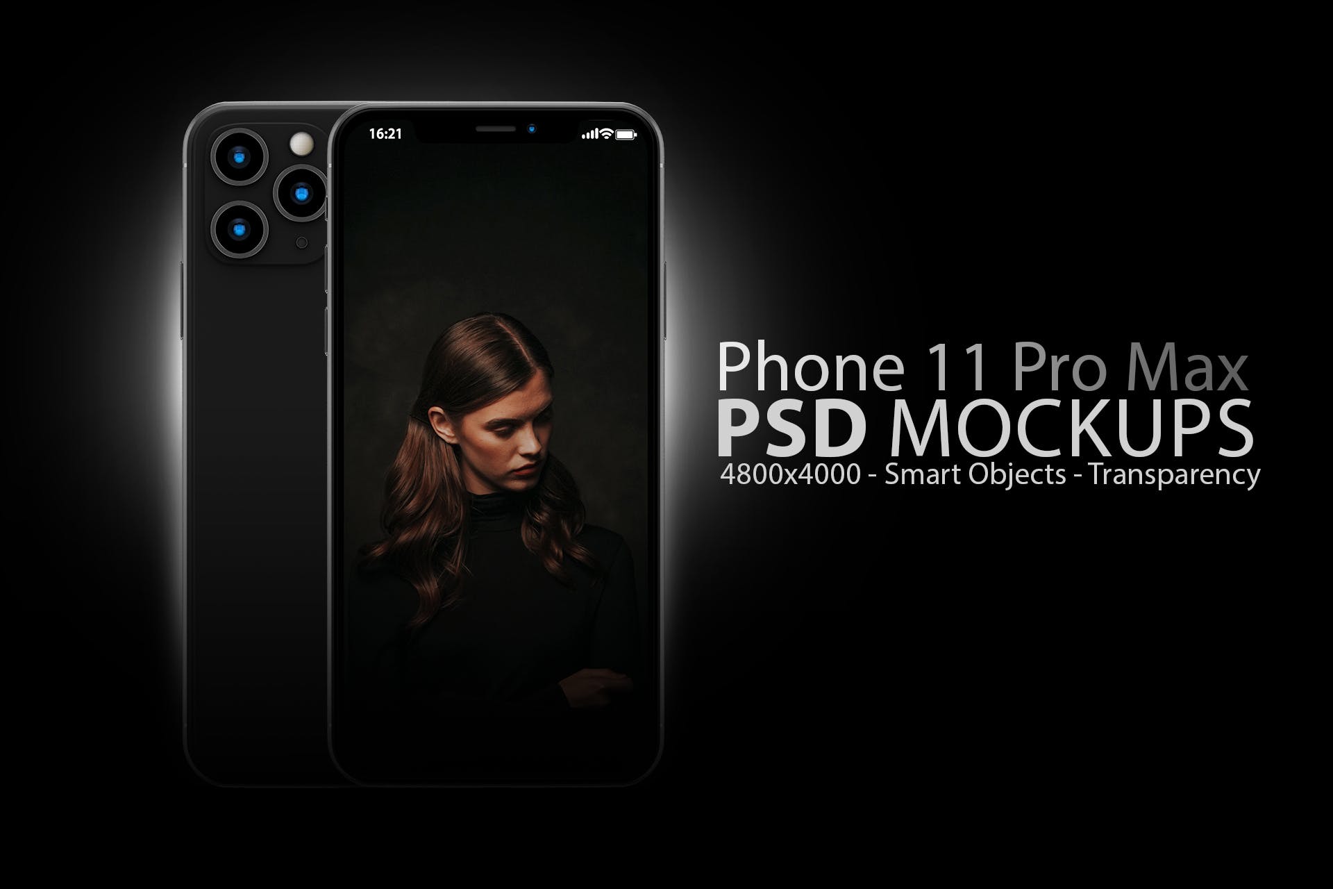 iPhone 11 Pro Max苹果旗舰手机素材库精选样机模板 Phone 11 PSD Mockups in Black插图