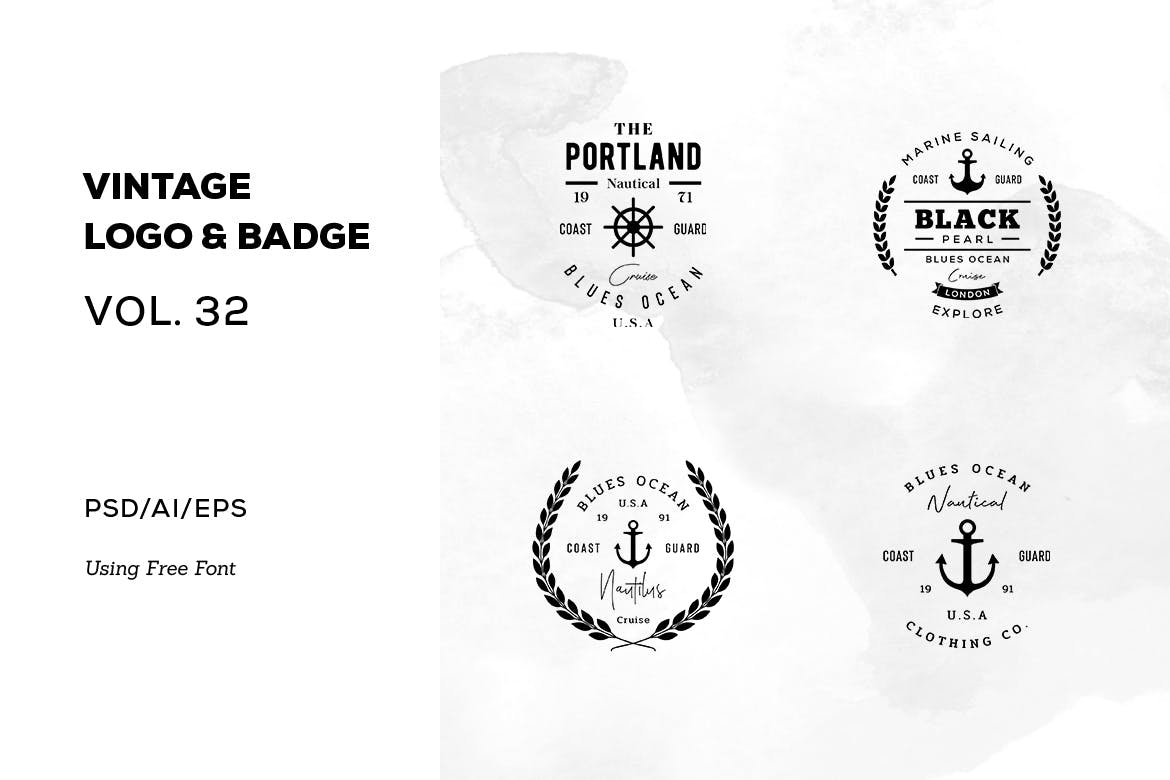 欧美复古设计风格品牌16设计网精选LOGO商标模板v32 Vintage Logo & Badge Vol. 32插图