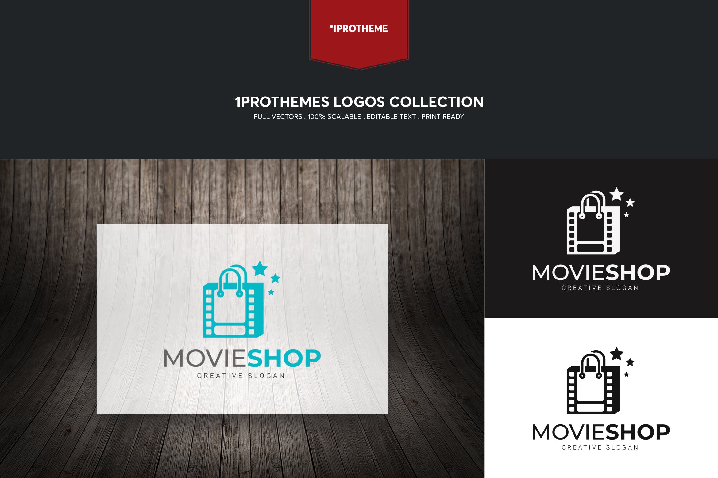 数字电影商店品牌Logo设计素材库精选模板 Movie Shop Logo Template插图