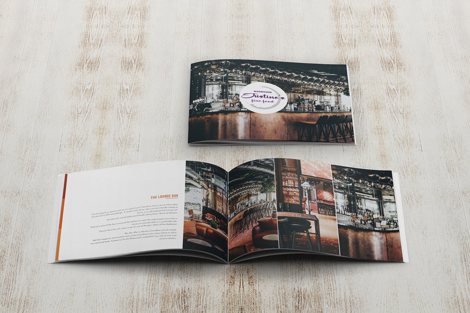 企业画册产品手册封面&内页版式设计正视图样机16图库精选 Cover & Open Landscape Brochure Mockup Front View插图(2)