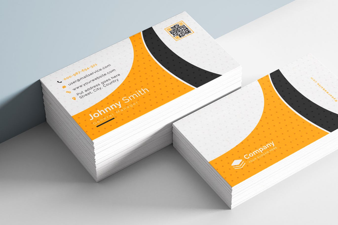等距圆点三色设计风格企业16设计网精选名片模板 Business Card插图(3)