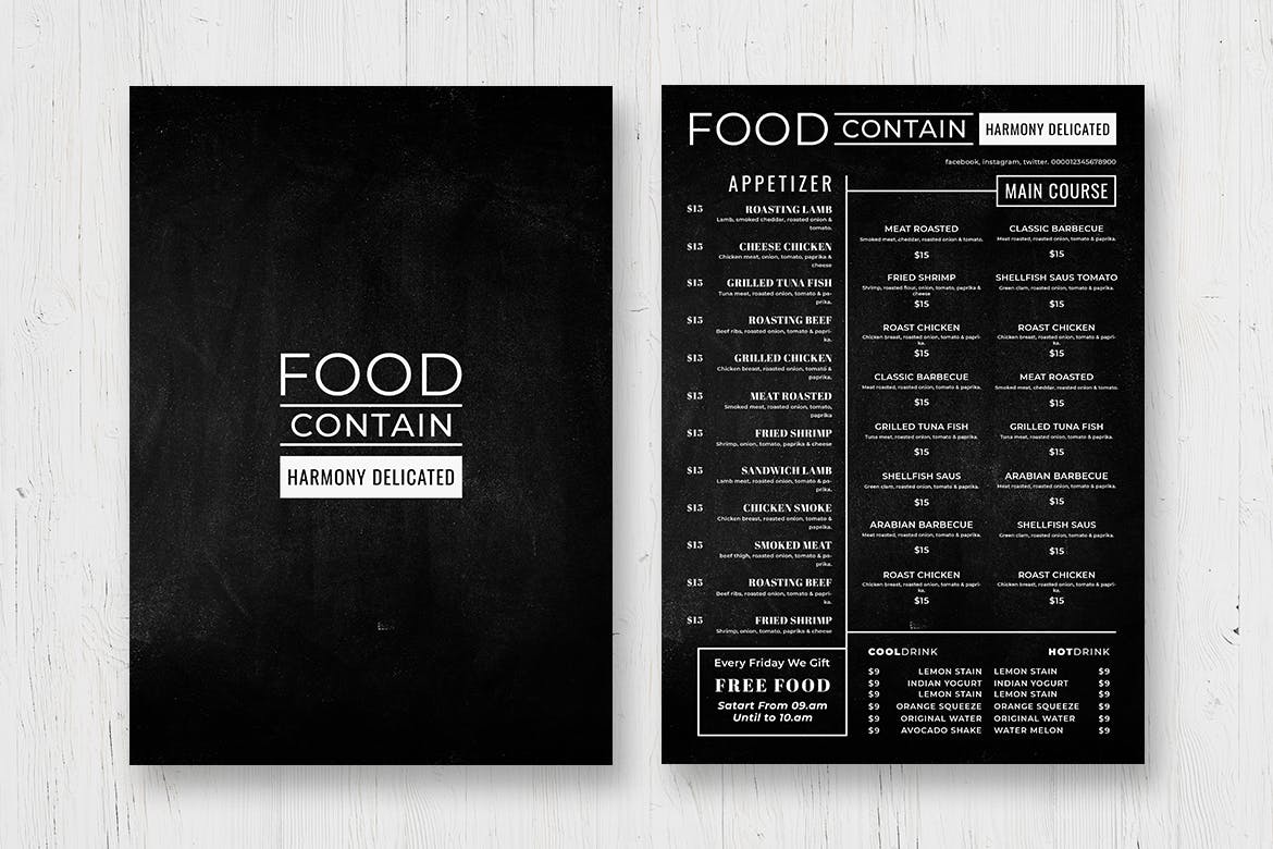 黑板画风格西餐厅16图库精选菜单模板v42 Blackboard Food Menu. 42插图(2)