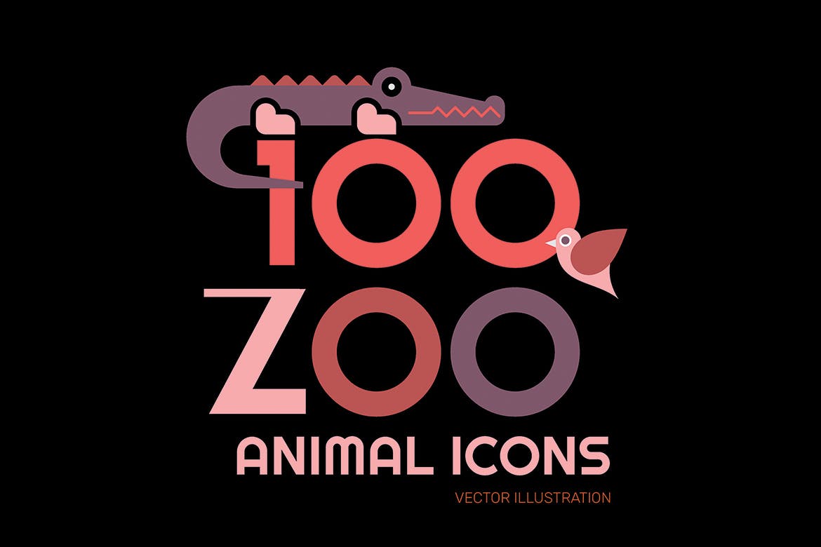 100+动物园动物矢量16图库精选图标素材包 100+ Zoo Animal Icons插图