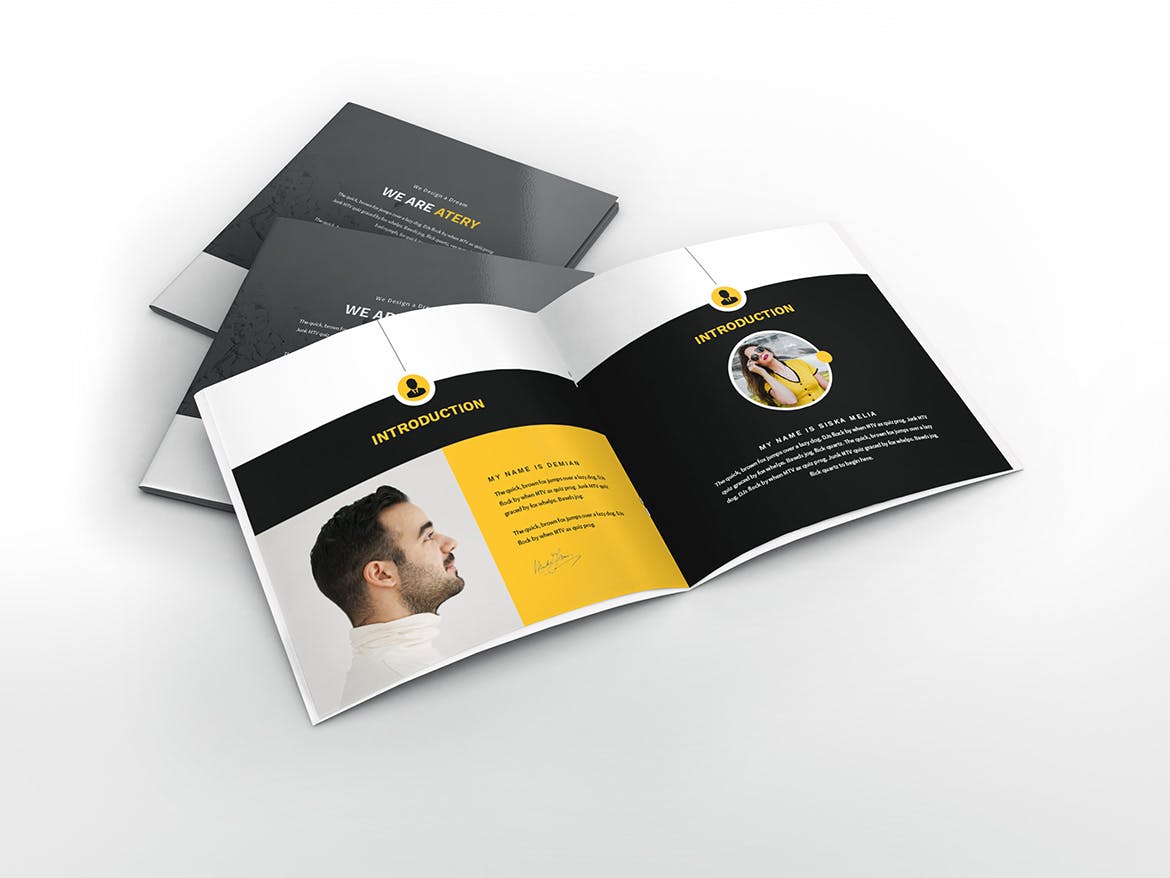顶尖人才方形个人简历画册设计模板 Atery Resume CV Square Brochure Template插图(3)