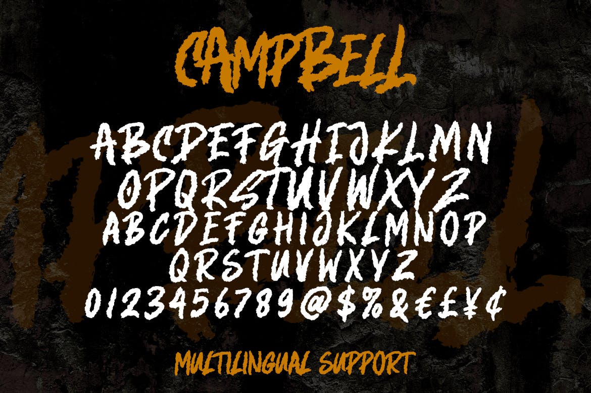 撕纸风格干笔刷英文艺术字体16设计素材网精选 Campbell – Rough Brush Font插图(7)