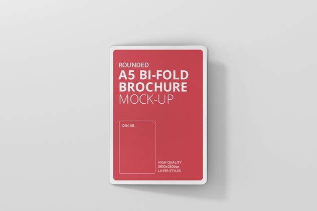 A5尺寸圆角双折页宣传册设计效果图样机非凡图库精选 A5 Bi-Fold Brochure Mock-Up – Round Corner插图(11)
