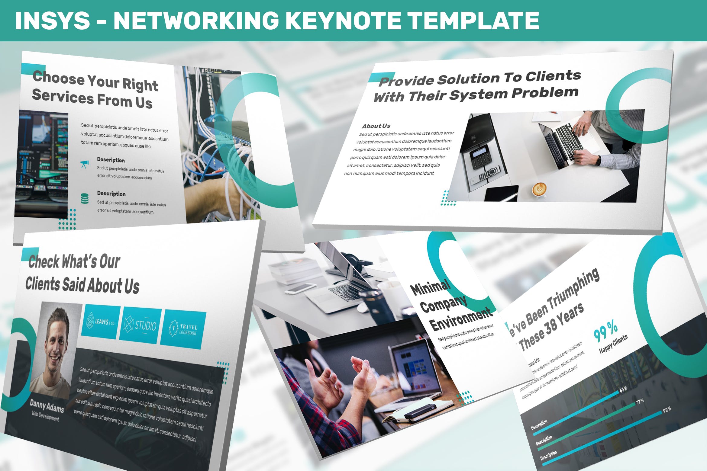 网络科技公司/技术/融资主题素材库精选Keynote模板模板 Insys – Networking Keynote Template插图
