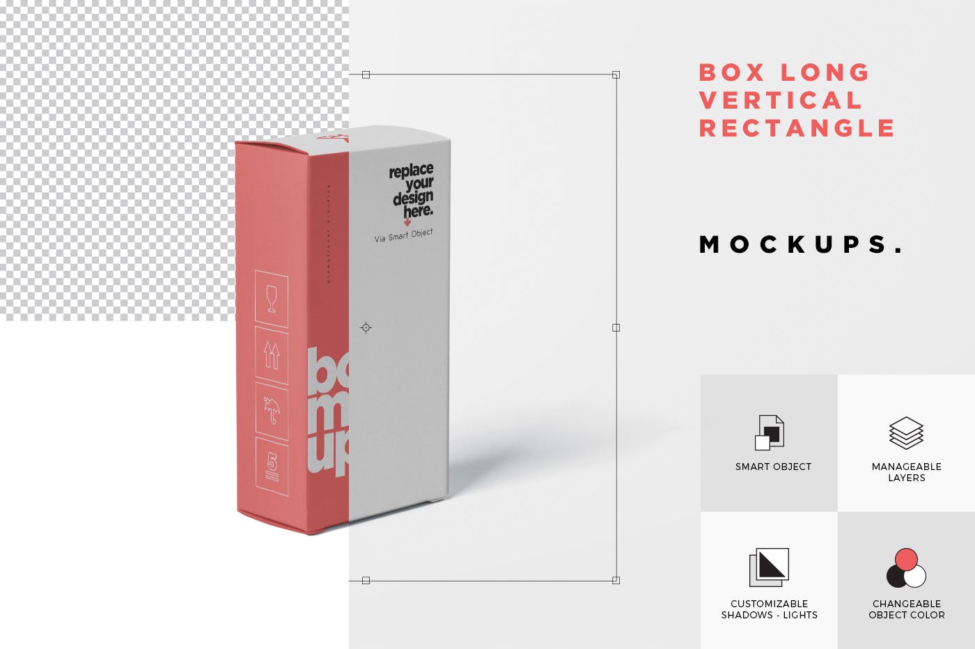 避孕套包装盒外观设计素材库精选模板 Box Mockup  Long Vertical Rectangle插图(4)