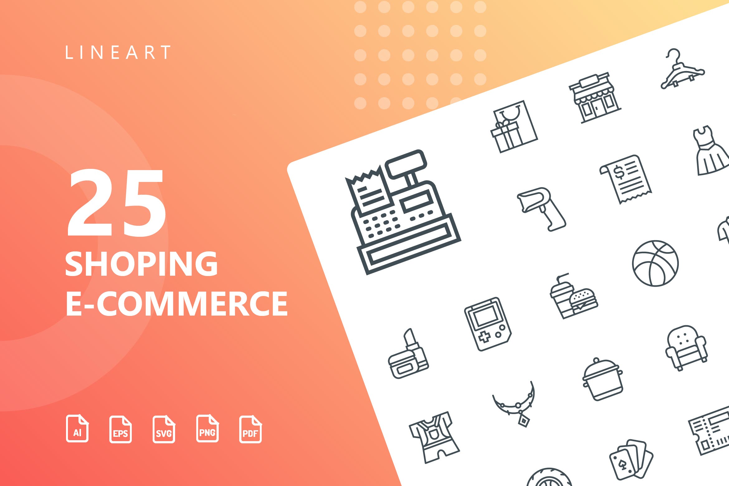 25枚网上购物电子商务矢量线性非凡图库精选图标v2 Shopping E-Commerce Line Icons插图