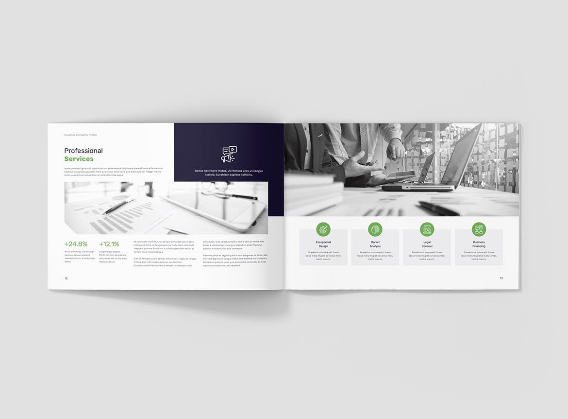 创意多用途横版设计风格企业公司画册排版设计模板 Creative Multipurpose Company Profile Landscape插图(7)