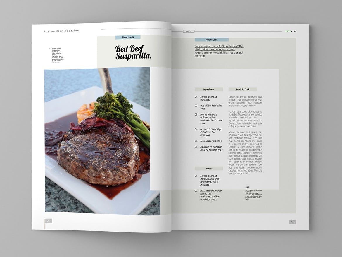 美食16设计网精选杂志排版设计模板 Kitcking – Magazine Template插图(8)