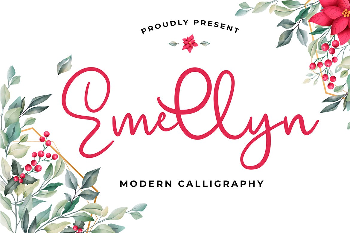 可爱风格英文现代书法字体亿图网易图库精选 Emellyn Lovely Modern Calligraphy Font插图(1)